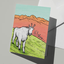 Load image into Gallery viewer, &quot;Hey There&quot; Greeting Card – Featuring a Hand-Drawn Mountain Goat
